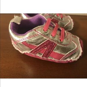 newborn girl metallic athletic shoes